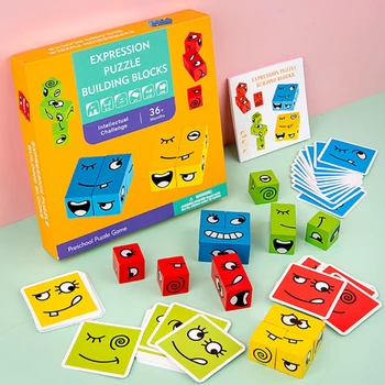 

Funny Expression Puzzle Colorful for Kids Thinking Intellectual Training Card Block Toys Parent-Child Board Game