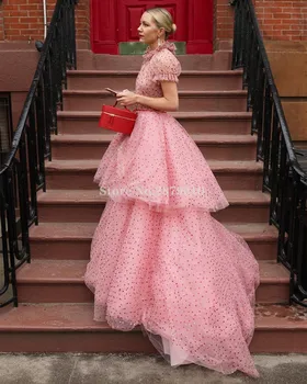 

Elegant Pageant Dress A-Line Evening Dress Pink Floor-Length Prom Dress Robe De Soiree Aibye Vestido de festa Turkish Dubai