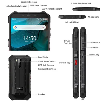 Ulefone Armor X5  Android 10 Rugged Waterproof  Smartphone IP68 MT6762 Cell Phone 3GB 32GB Octa core NFC  4G LTE Mobile Phone 4