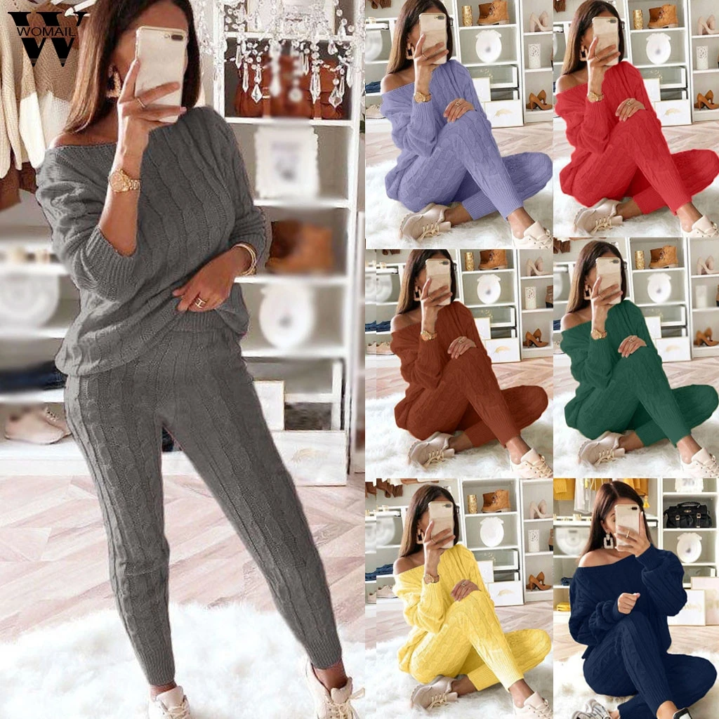 Womail Tracksuit Women Autumn Warm 2 Piece Set Sweater Top Pants Knitted Suit Knit Set Women Outwear Two Piece Set Outfit Club Pant Suits Aliexpress