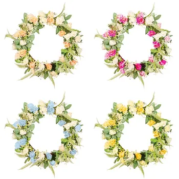 

Simulation Rose Garland Wreath Wall and Door Hanging Home Decoration Vine Circle Rose Halloween Thanksgiving Christmas Wreath