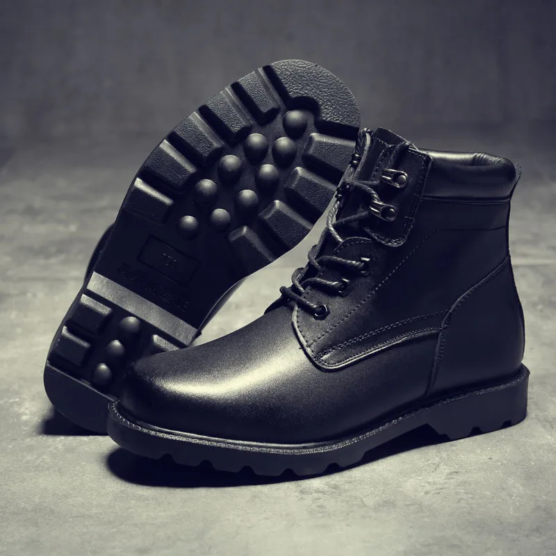 

Winter New Style Fashion plus Velvet Cotton Boots Leather Boot Casual Workwear Big Head Men Warm Martin Boots Fashion 78000-a