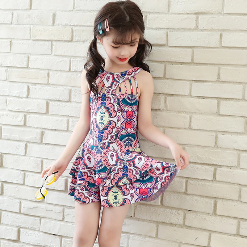 Big Kids Swimsuit Skirt Flounce Bottom One Piece Plus Size Swimwear Girls Bathing Suit Beach Wear Swimming For Children |