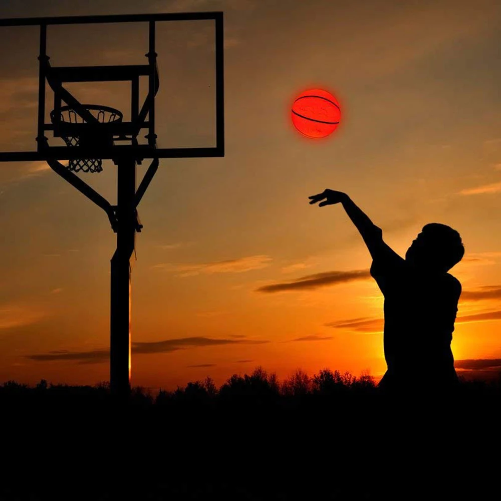 Light Up Basketball High Bright LED Rubber By Vibration Official Size and Weight with Pump Cartoon Ball Decoration Light Gifts