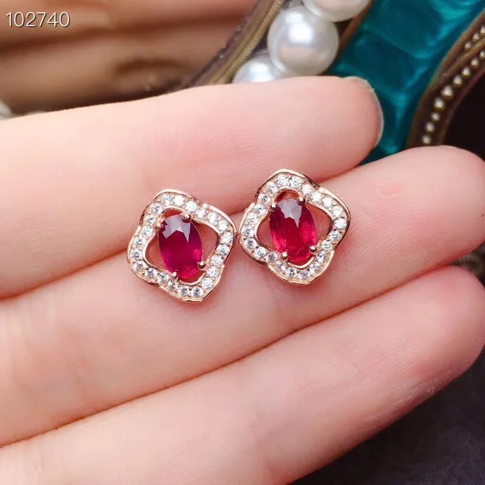 earring KJJEAXCMY бутик ювелирных изделий 925 с инкрустацией, из чистого серебра кольцо из природного рубина ожерелье серьги костюм Поддержка обнаружения моды - Цвет камня: earring
