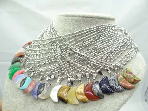 Natural stone Quartz Crystal tiger eye Opal lapis Turquoises moon pendants for diy Jewelry making Necklaces Accessories A22 | Украшения и