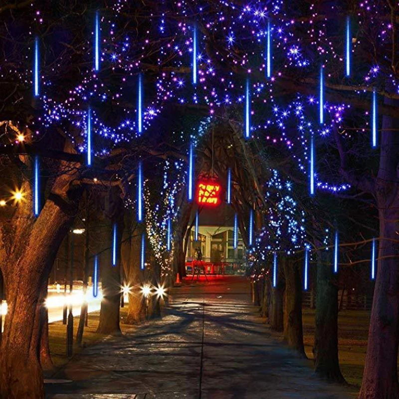 30cm 50cm Meteor Shower Rain LED String Lights 8 Tubes Waterproof EU Plug For Tree Christmas Wedding Valentine Outdoor Garden