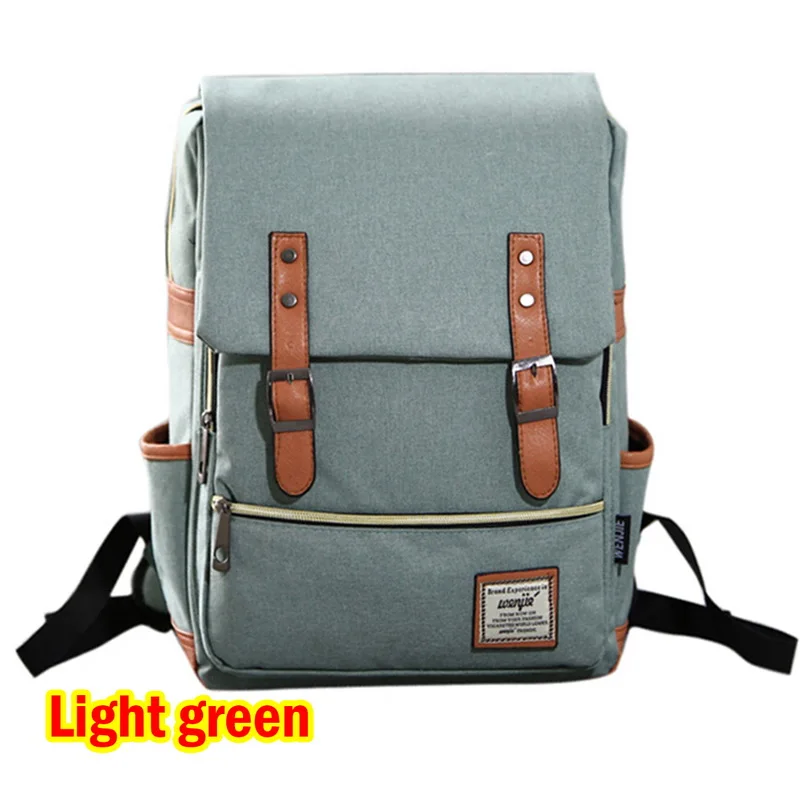 Модные Винтаж ноутбук рюкзак женский парусиновый сумки Для мужчин Оксфордские туристические рюкзаки Ретро Повседневное сумка школьные сумки для подростков - Цвет: light green