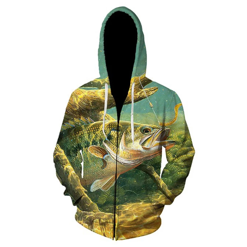 New Fashion Sweatshirt Men / Women 3d Hoodies Print animal fish grass carp pattern Slim Unisex Slim Stylish Zipper Hoodies