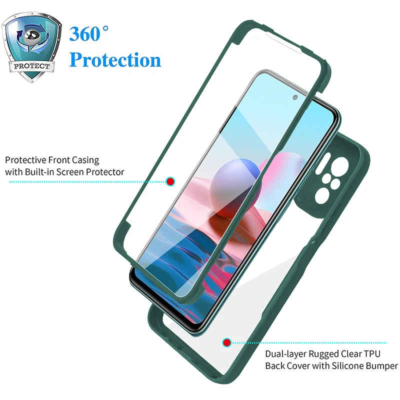 Custodia in TPU bifacciale con protezione completa dell'obiettivo per Xiaomi Redmi Note 11T 11 10 9 9S 9A 9C 9T K40 Pro Lite Cover POCO X3_voghion.com