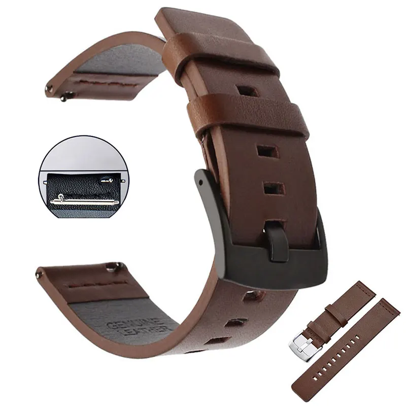 

20 22 24mm For Samsung Galaxy Active Genuine Leather Watchbandwatch gear s3 Gear Sport moto360 Watch Band Strap Steel Bracelet