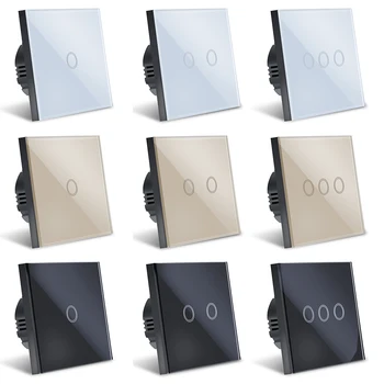 

Touch Switch EU/UK standard White Crystal Glass Panel Touch Switch, AC220V,1 Gang 1 Way, EU Light Wall Touch Screen Switch