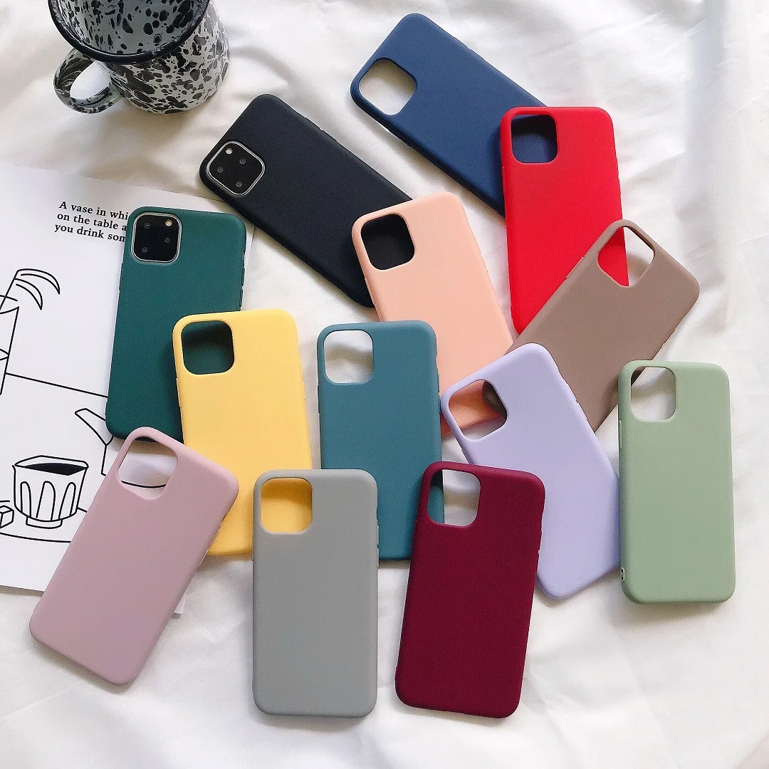 Candy Matte Plain Shockproof Slim Soft TPU Phone Case For iPhone 11 X XR XS Max Lightweight Water Resistant Cover | Мобильные