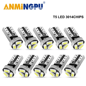 

ANMINGPU 10x Signal Lamp Led T5 Bulbs 3014SMD W3W LED Canbus Dashboard Gauge Lamps Car Warning Indicator Instrument Lights 12V