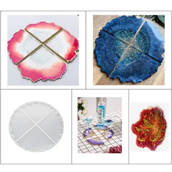 

Hot DIY Wave Coaster Crystal Epoxy Mold Manual Mirror UV Resin Rectangle Table Decor