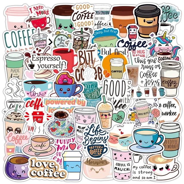 50PCS Cute Drink Anime Stickers Aesthetic Kawaii Laptop Guitar Luggage Fridge Phone Graffiti Sticker Decal Kid Classic Toys Drink 50PCS