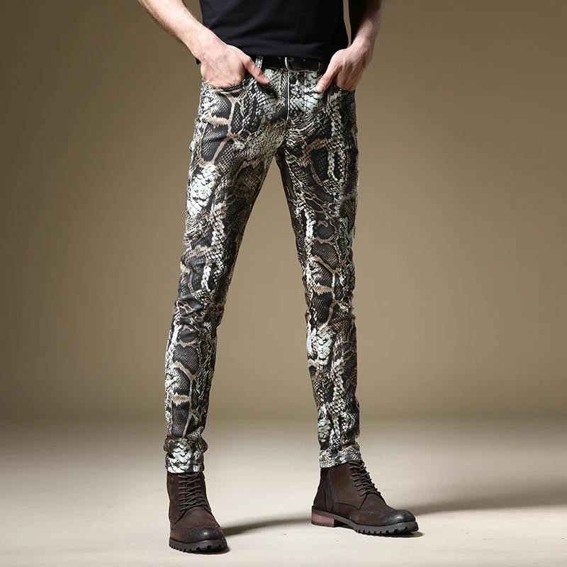 Snake Skin Printed Jeans Fashion 