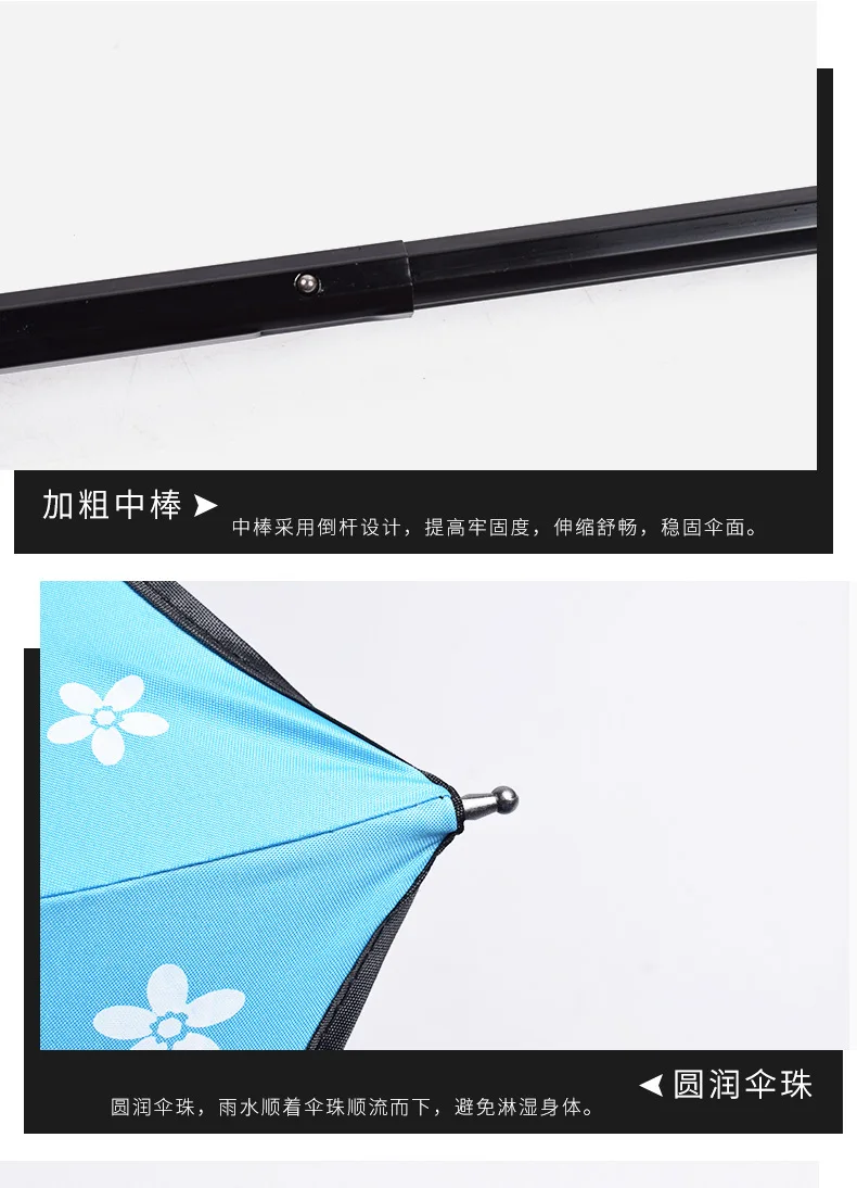 Flounced Printed Black Umbrella Parasol All-Weather Umbrella Customizable Umbrella Three-fold Umbrella Manufacturers Direct Sell
