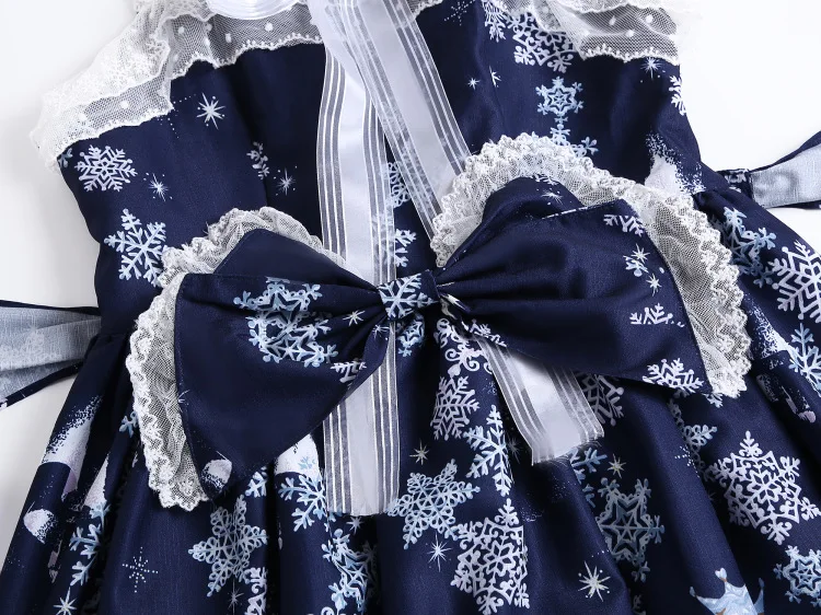 Snowflake Lolita JSK Dress Suspender Dress Bow Fancy Women Ball Gown Cute  Girl | eBay