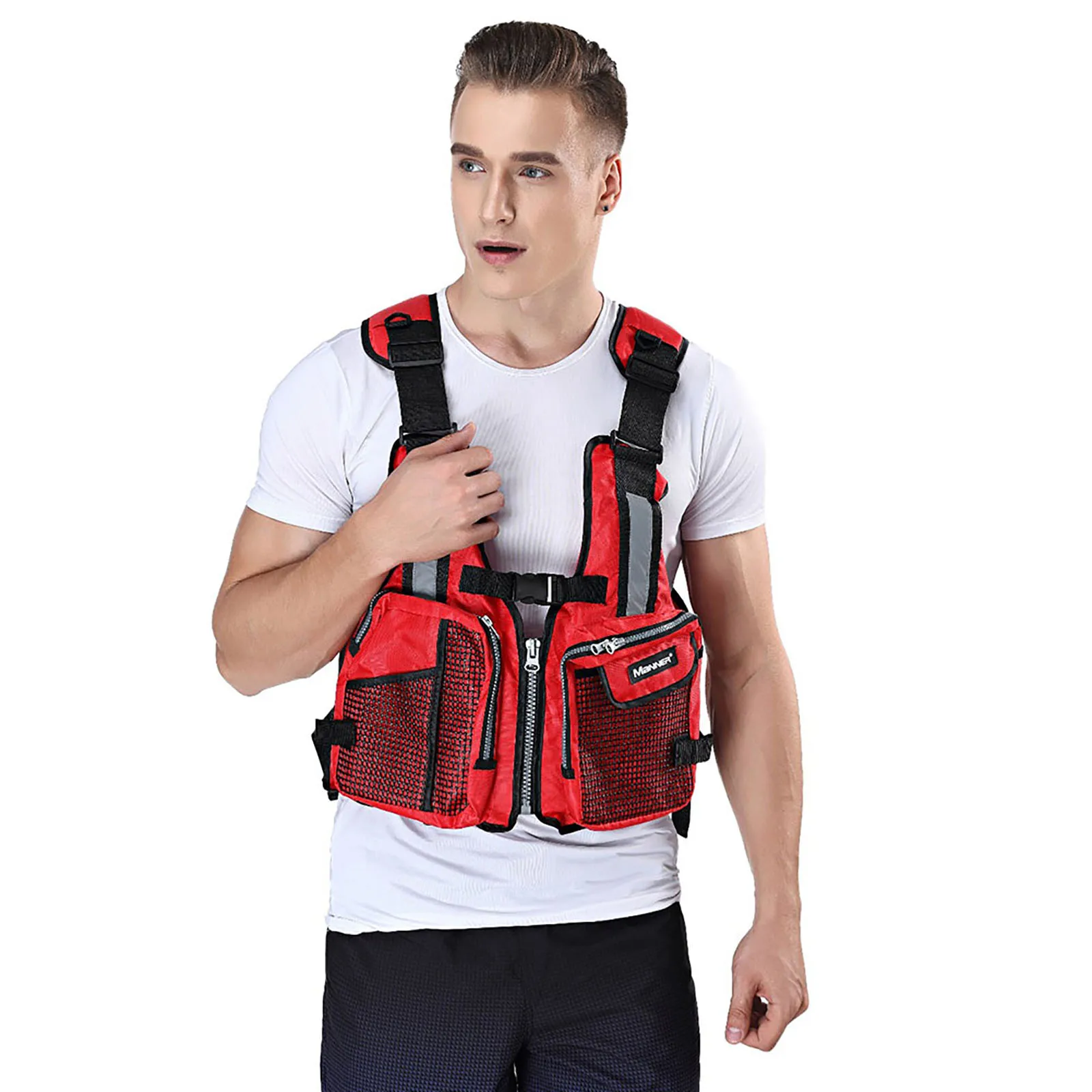 Life jacket Unversal Paddle Kayak Life Vest Life Jacket for Adult Survival Suit Water Sports Safety Wear with Reflective Stripe Multi-pocket