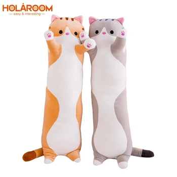 

Fashion Cute Cat Sleep Long Plush To Send Children Knee Pillow Almofada Coussin Cojines Decorativos Seat Cushion Birthday Gift