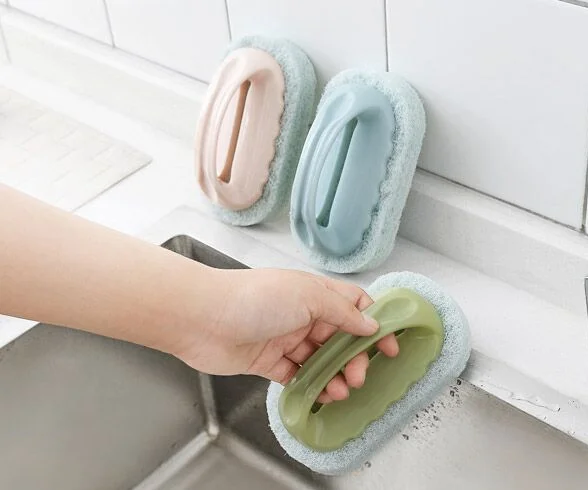 Tile sponge scrub with handle strong decontamination bath brush J03
