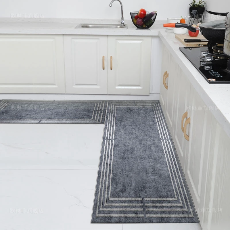 

Kitchen Oil-Proof Absorbent Floor Mat Strip Household Non-Slip Rug Can Be Wiped-Free Dirty Into The Rugs Carpets For Living Room