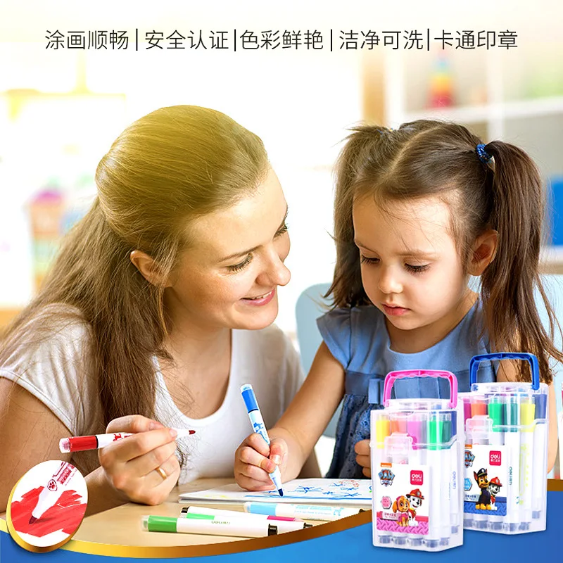 Deli Paw Patrol-Washing Watercolor Pens Set Children Kindergarten Gift Young STUDENT'S Graffiti Stationery Beginners