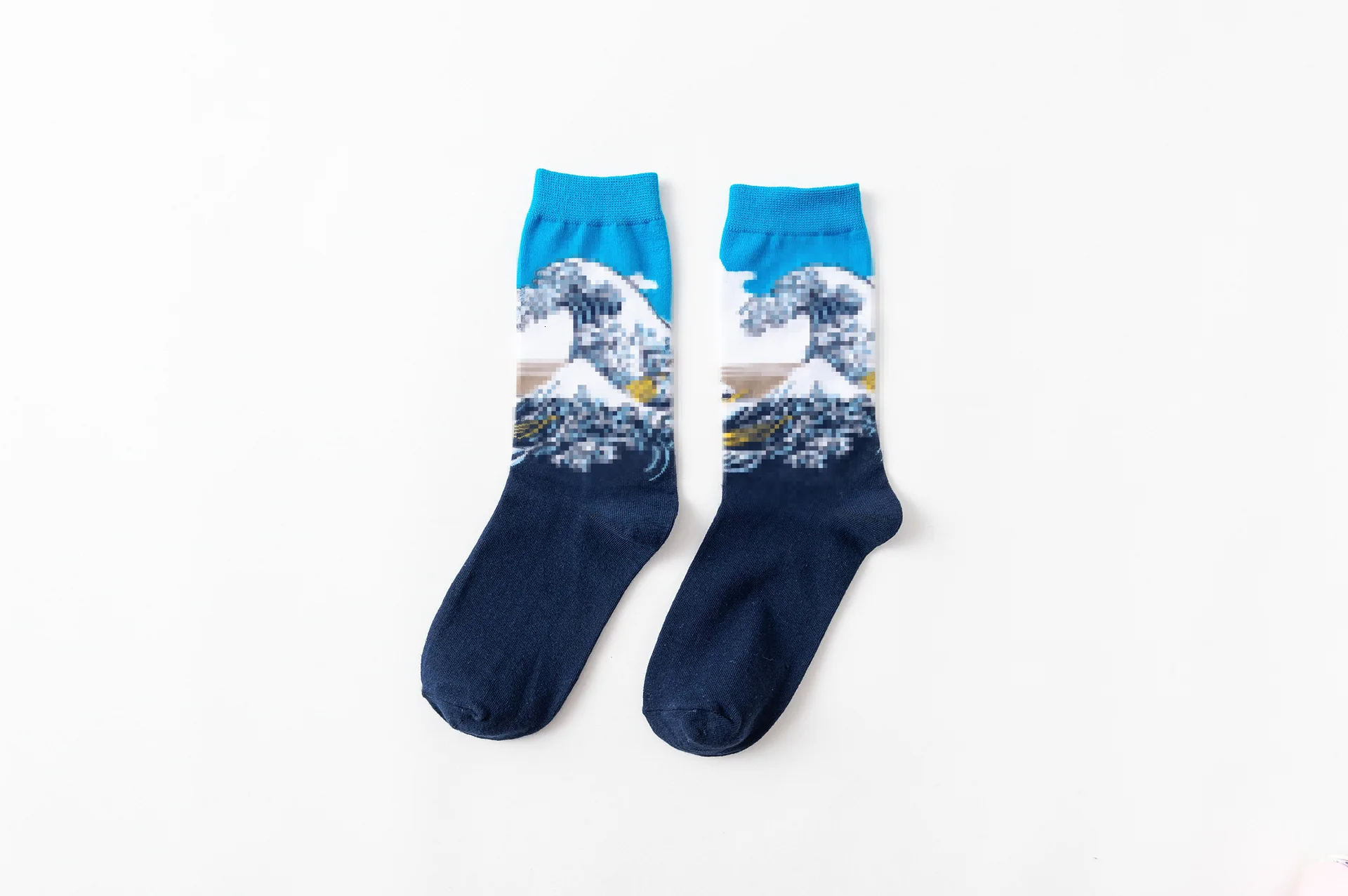 MUXNSARYU/1 пара носков; Мужские Носки с рисунком Моны Лизы; хлопковые носки для мужчин с рисунком Ван Гога, масляной живописи, звездного неба