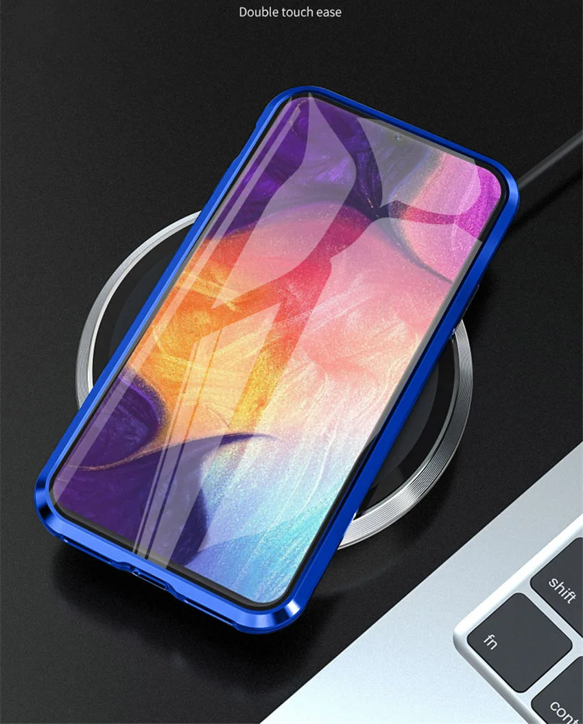 Magnetic case For samsung Galaxy m30s Double side tempered Glass cover on the For samsung a50 a30 a70 a20 a50s fundas capa coque