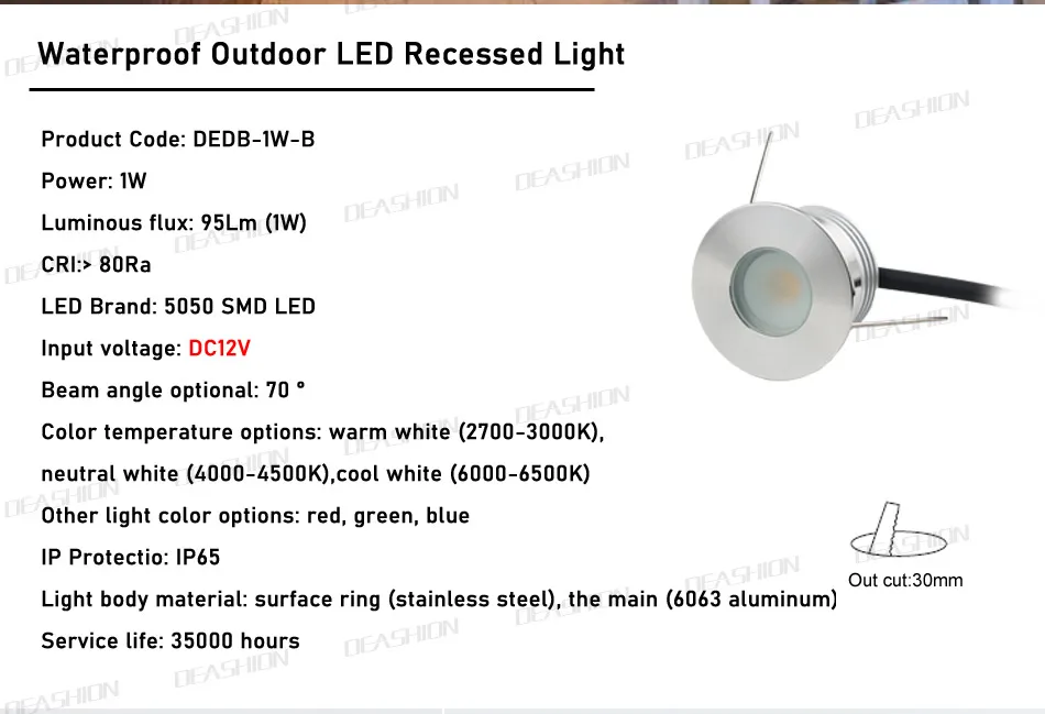 1PCS Mini LED Recessed Ceiling Downlight Waterproof 12V 1W Outdoor Terrace Veranda Spot Inbouw Light IP65 Bathroom Cabinet Lamp dimmable led downlights