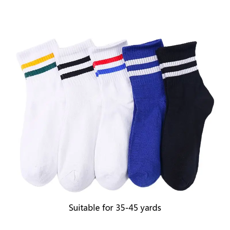 5 пар, мужские минималистичные длинные носки с двумя полосками, эластичные ребристые Чулочные изделия