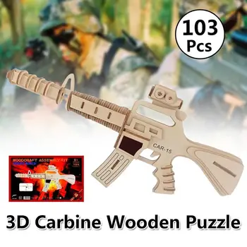 

3D Wooden Puzzle Assembled Pistol Carbine DIY Revolver Building Block Toys Simulation Demolition Toy for Kids Teens Adults