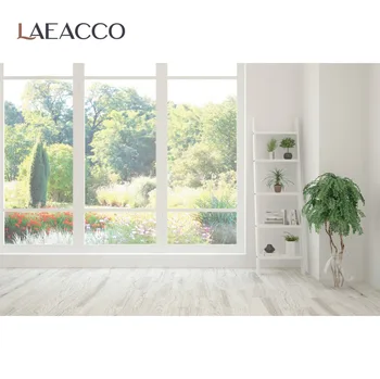 

Laeacco Vinyl Backgrounds For Photography Living Room Gray Wall Floor Curtian Interior Photography Background Photo Backdrops