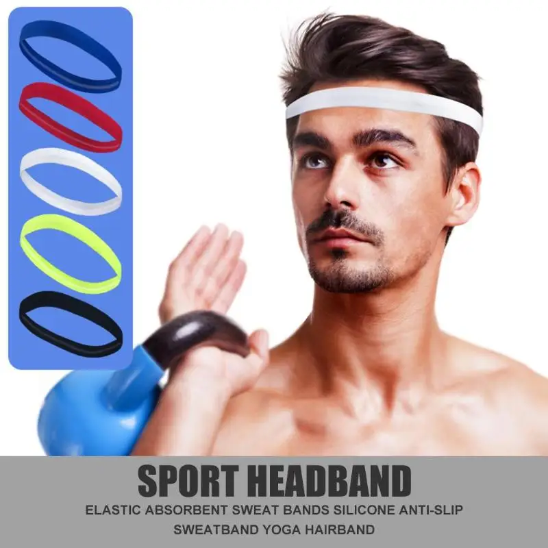 Спортивная повязка для головы Sweatband эластичные противоскользящие впитывающие Налобные повязки Силиконовые Йога Спортивный напульсник бег Футбол HairBand