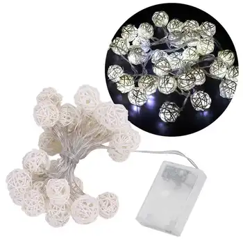 

Rattan Ball String Lights 30LED Battery Powered Night Lamp Hanging Decor