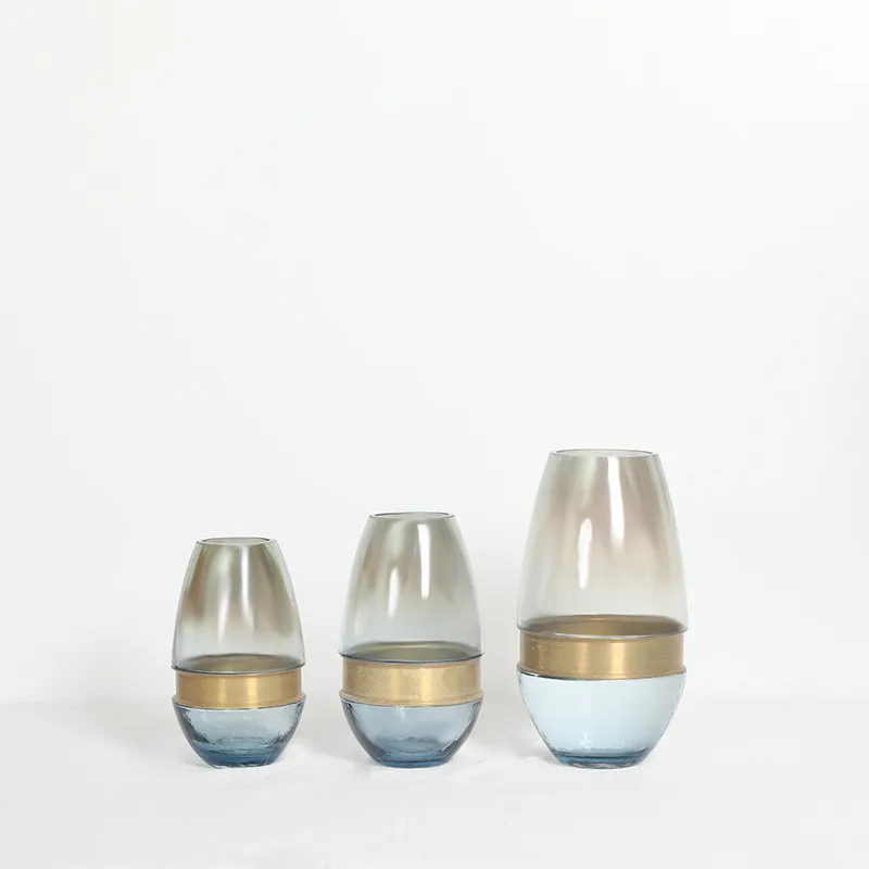 Прозрачная стеклянная ваза в скандинавском стиле золотые медные кольца