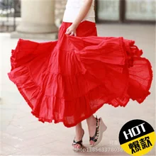 Женские юбки Осень Зима Плюс Размер Длинная расклешенная красная хлопковая льняная смесь Бохо пляжная офисная повседневная сексуальная юбка