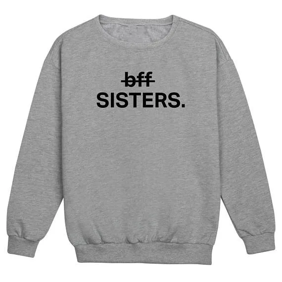 Bff sisters Толстовка женские модные повседневные Пуловеры tumblr Harajuku уличная негабаритная толстовка женская одежда Топы Осень