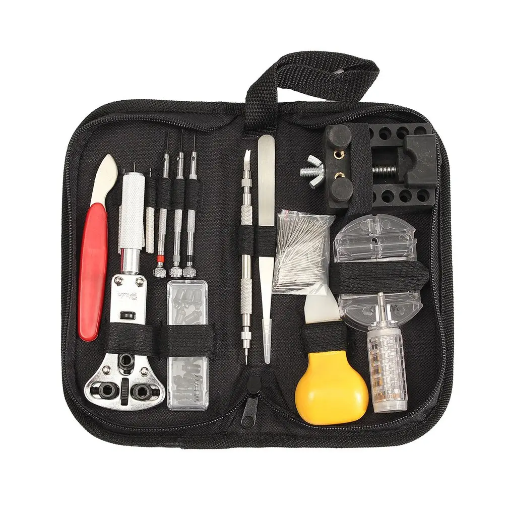 

144pcs/set Professional Watch Repair Tool Kit With Storage Bag Case Holder Transparent Link Pin Remover Tweezer Set