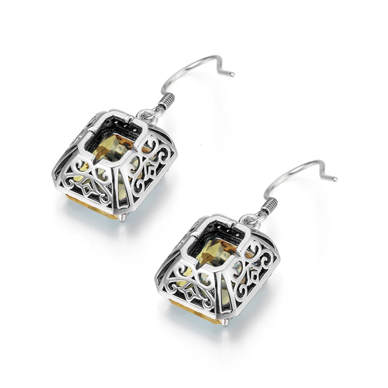 SzjinAo Blue Sapphire Earrings Stud 925 Sterling Silver Fashion Princess Engagement Wedding Accessories