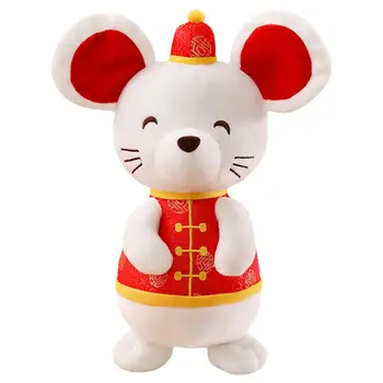 

2020 Mouse Year Mascot Rat Plush Soft Doll in Tang Suit Kids Toy New Year Gift