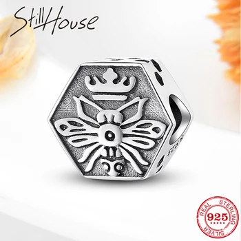 

Real 925 Sterling Silver Powerful Bee queen Beads Accessories fit Original Women European Charm Bracelets Jewelry Making