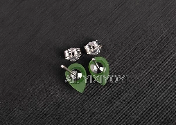 Beautiful 925 Silver Green HeTian Jade Dropping Water Drop Beads Stud Earrings Woman's Lucky Earring Ear Jewelry Certificate