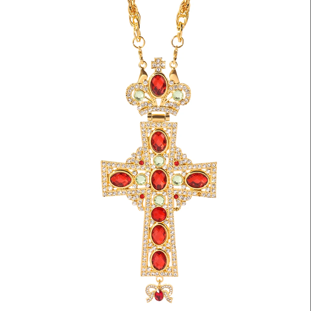 Joyería de la Iglesia Ortodoxa, collar con Cruz, cadena larga de oro,  collar religioso de alta calidad, regalo cristiano para sacerdote|Collares  colgantes| - AliExpress