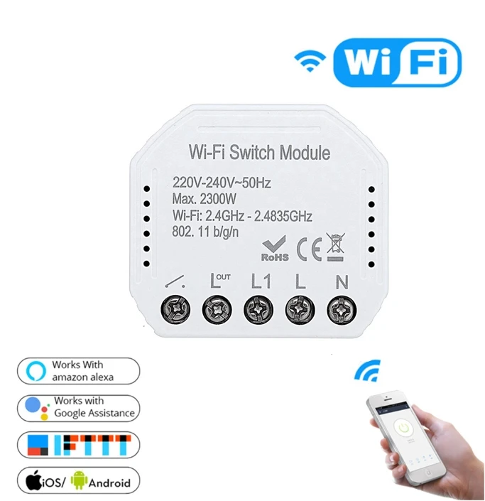 Wi-Fi дистанционный переключатель освещения модуль прерыватель Diy выключатель Smart Tuya приложение дистанционное управление работает с Alexa/Echo Google Home 1/2 способ