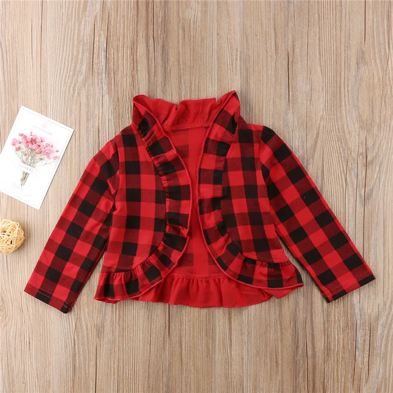 Pudcoco/Детская куртка для маленьких девочек; красная одежда в клетку; пальто для девочек; Верхняя одежда с цветочным узором; Спортивный костюм; повседневные куртки для младенцев