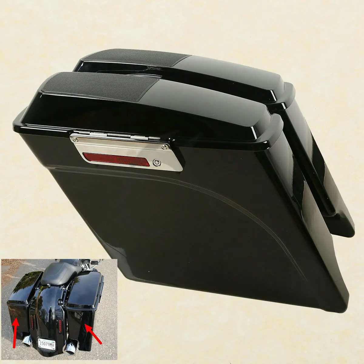 

Motorcycle 5" Stretched Extended Hard Saddlebags Speaker Lid For Harley Touring Electra Glide Road King Road Glide 1993-2013 12