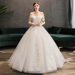 Fashion Lace Appliques Ball Gown Cheap Wedding Dresses 2019 Off The Shoulder Elegant Plus Size Vestido De Noiva Bride