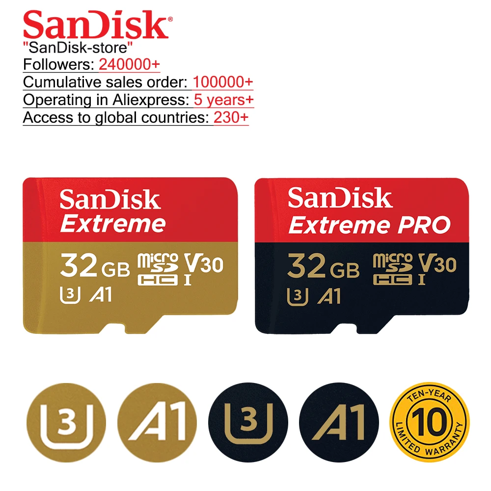 SanDisk 100% Original A1A2 Microsd TF card Class10 16GB 32gb Micro SD card 64gb 128GB memory card Video card sd card u3 memory SanDisk 100% Original A1A2 Microsd TF card Class10 16GB 32gb Micro SD card 64gb 128GB memory card Video card sd card u3 memory